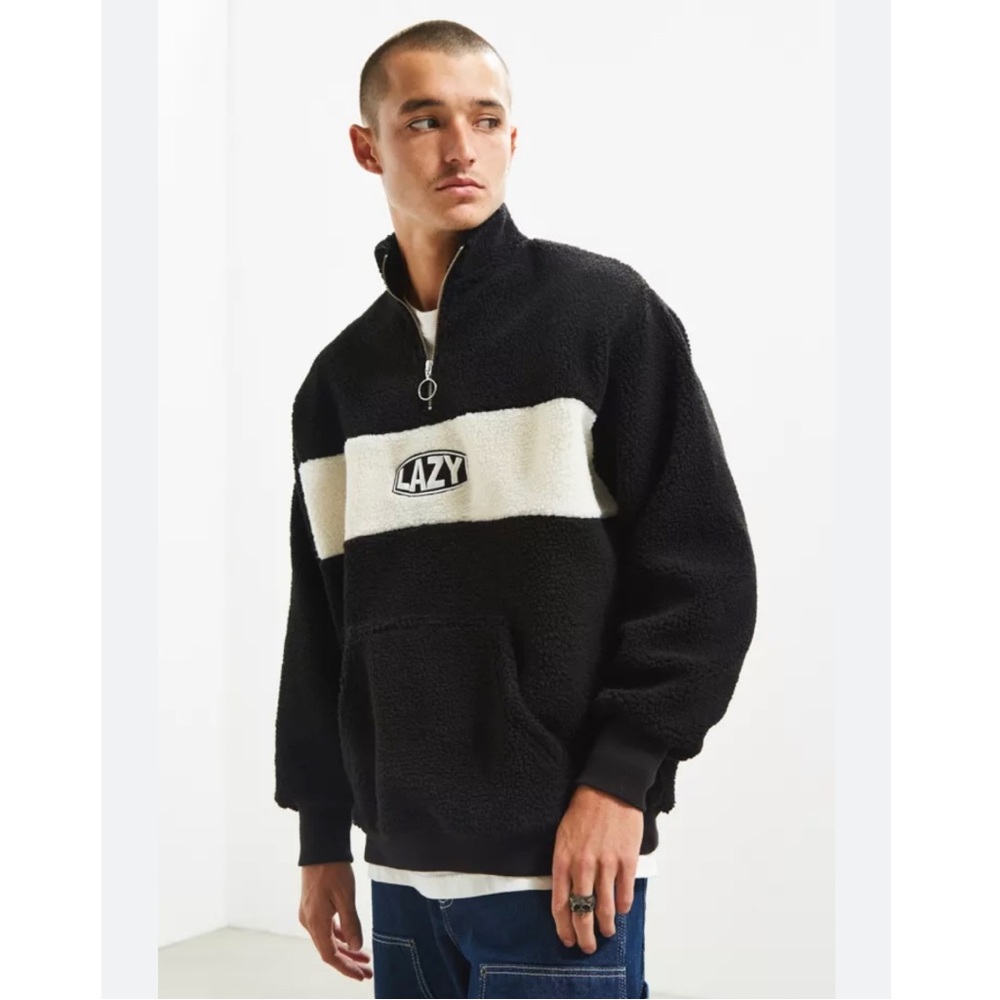 Lazy Oaf Sz Large Polar Fleece Zip Sweatshirt